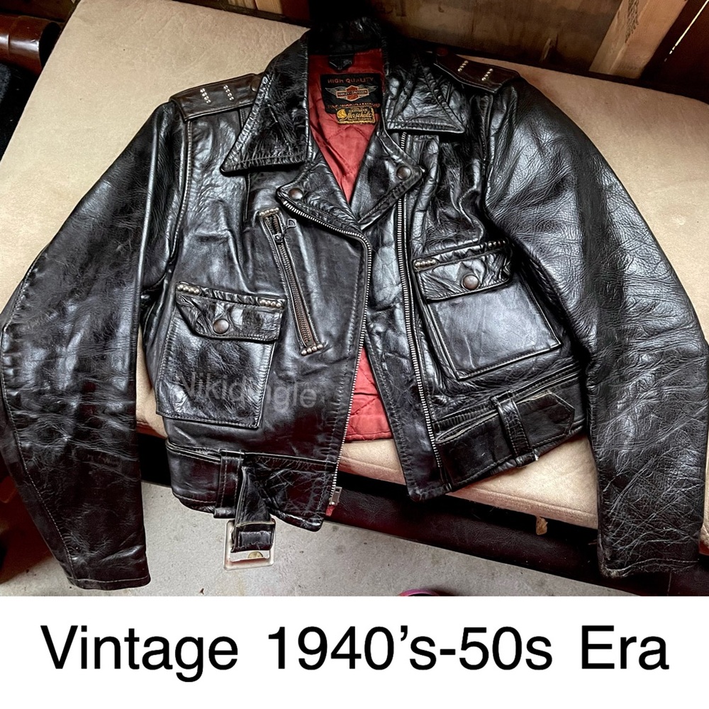 Vintage 40s 50s Harley Davidson Horsehide Leather Jacket Studded Moto Biker XS